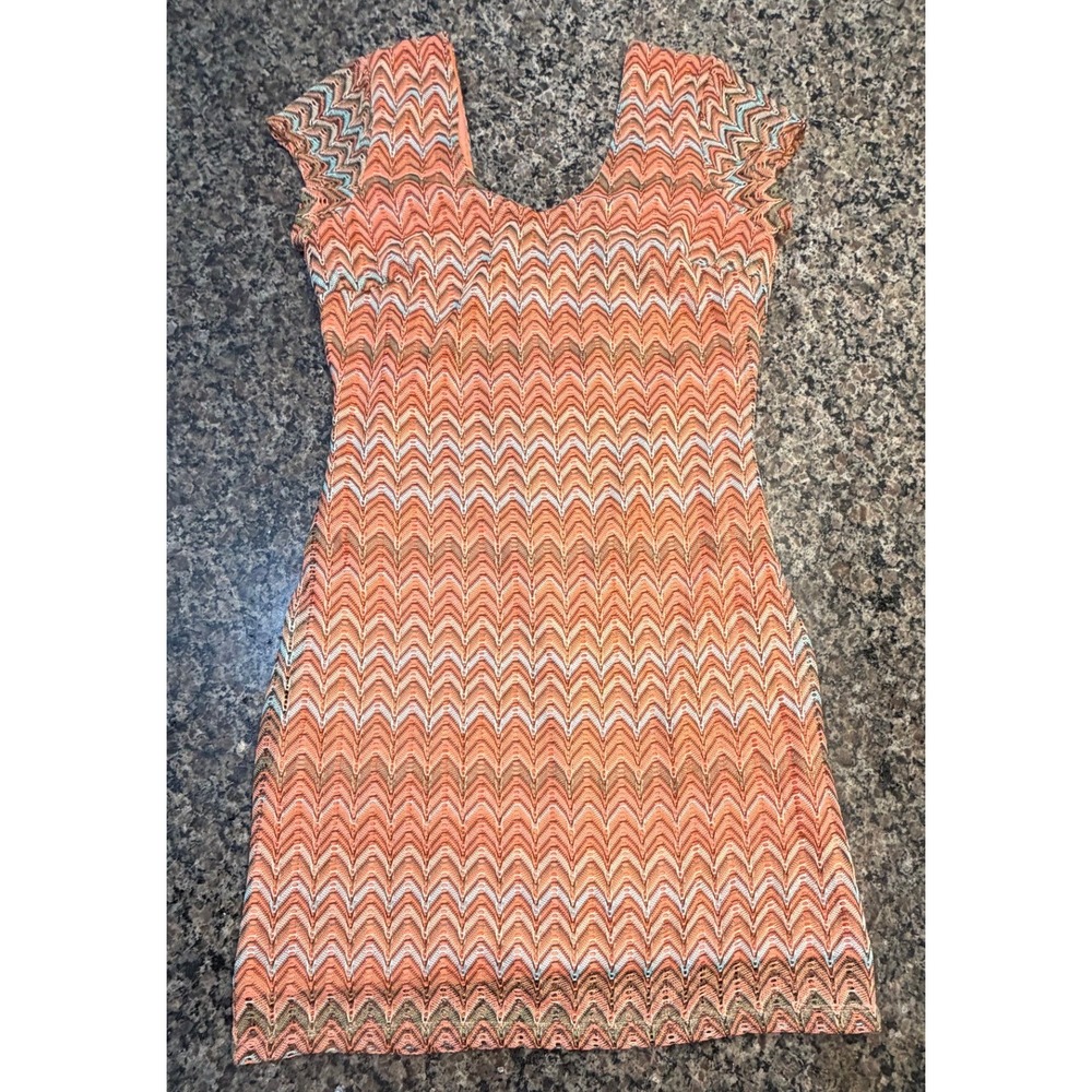 Derek Heart Womens Orange Chevron‎ Crochet Knit Bodycon Mini Dress Size Medium